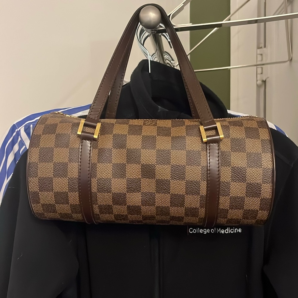 Vintage Luis Vuitton Monogram Damier Papillon Barrell Cylinder Bag